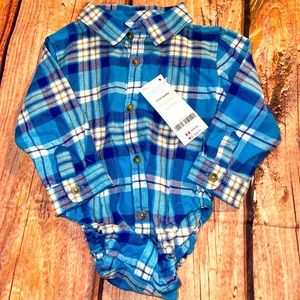 Gymboree blue Flannel onesie size 12-18m